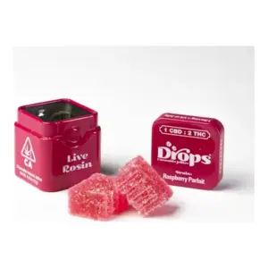 Raspberry 1:2 CBD:THC Strain-Specific Live Rosin Infused Jellies 2pc (100mg)