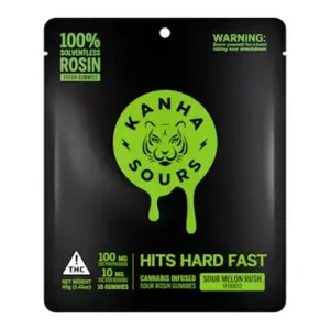 Sour Melon Rush Vegan Solventless Rosin Nano Gummies (100mg)