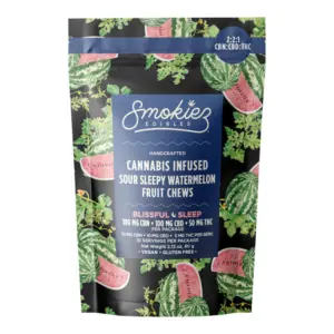 Blissful Sleep Sour Sleepy Watermelon 2:2:1 CBN:CBD:THC Fruit Chews 10pk (50mg)