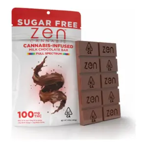 Sugar Free Milk Chocolate Fast Acting Cannabis Infused Chocolate Bar (100mg)